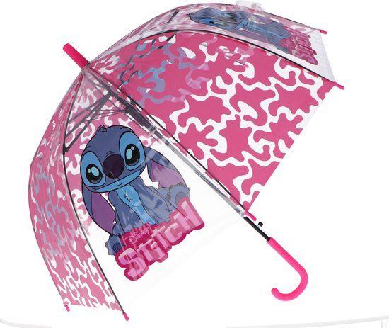 4KidsOnly Mister License Lilo & Stitch Paraplu - Kinderparaplu - Metaal frame - Roze - Transparant