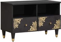 vidaXL TV-kast met lade Zwart 70 x 33 x 46 cm Massief Mango Hout