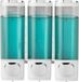 Unyqoos Set de distributeurs muraux – 3 flacons pompe rechargeables (3 x 300 ml) en ABS, blanc