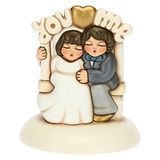 THUN, Gastgeschenk voor bruiloft, top cake met bruidspaar van keramiek, met de hand versierd, lijn gastgeschenken, 12,3 x 12 x 14,2 cm H
