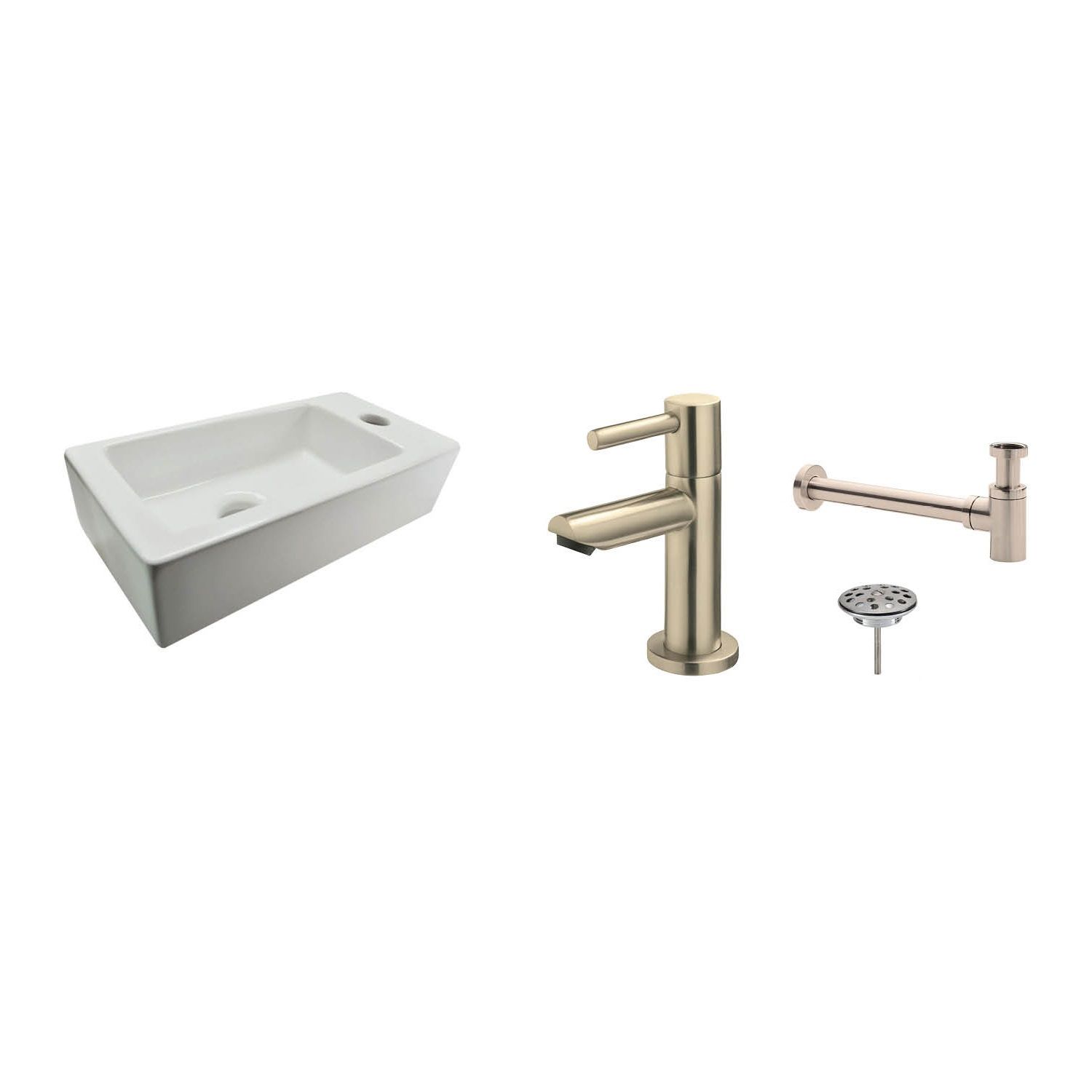 Wiesbaden Fonteinpack rhea mini 36x18x9 cm rechts rvs (keuze uit 8 kranen)