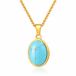 Mendes Goudkleurige Heren Ketting met Ovale Lichtblauwe Edelsteen Hanger