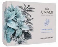 Umami Exclusive Cosmetics Umami Fresh Leaves Geschenkset - Cadeau voor vrouwen - Luxe Bodycare Cadeauset met Bodycrème, Handcrème en Bodymist - Verfrissende Geur van Japanse Munt en Gember