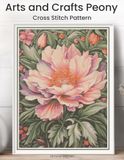 Arts and Crafts Peony Cross Stitch Pattern