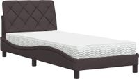 vidaXL Bed met matras, donkerbruin, stof, 90x190 cm