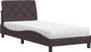 vidaXL Bed met matras, donkerbruin, stof, 90x190 cm