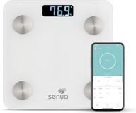 Senya Personenweegschaal met Bluetooth, voor een dagelijkse bewaking van je gezondheid via de Fitday-app, wit SYWB-S007, glas