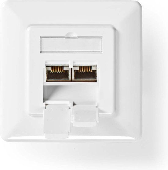 Nedis Netwerk Wanddoos - Verzonken montage - 2 poort(en) - CAT7 - Recht - Female - Goud Verguld - PVC - Wit - Doos