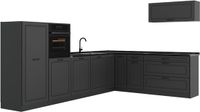 Vicco Hoekkeuken R-Line, Antraciet landelijk/Antraciet, 327 x cm zonder werkblad