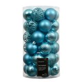 Decoris Kerstballen kunststof d6 cm blauw 37 st