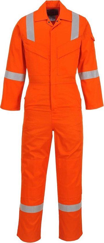 Portwest FR21 Vlamvertragende Super Lichtgewicht Antistatische Overall - Oranje - Maat L