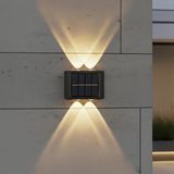RexTech Solar wandlamp buiten 'Sasha' - Voordeelset van 2 stuks - Up down light - Wandlamp op zonne-energie - Warm wit licht - Zwart