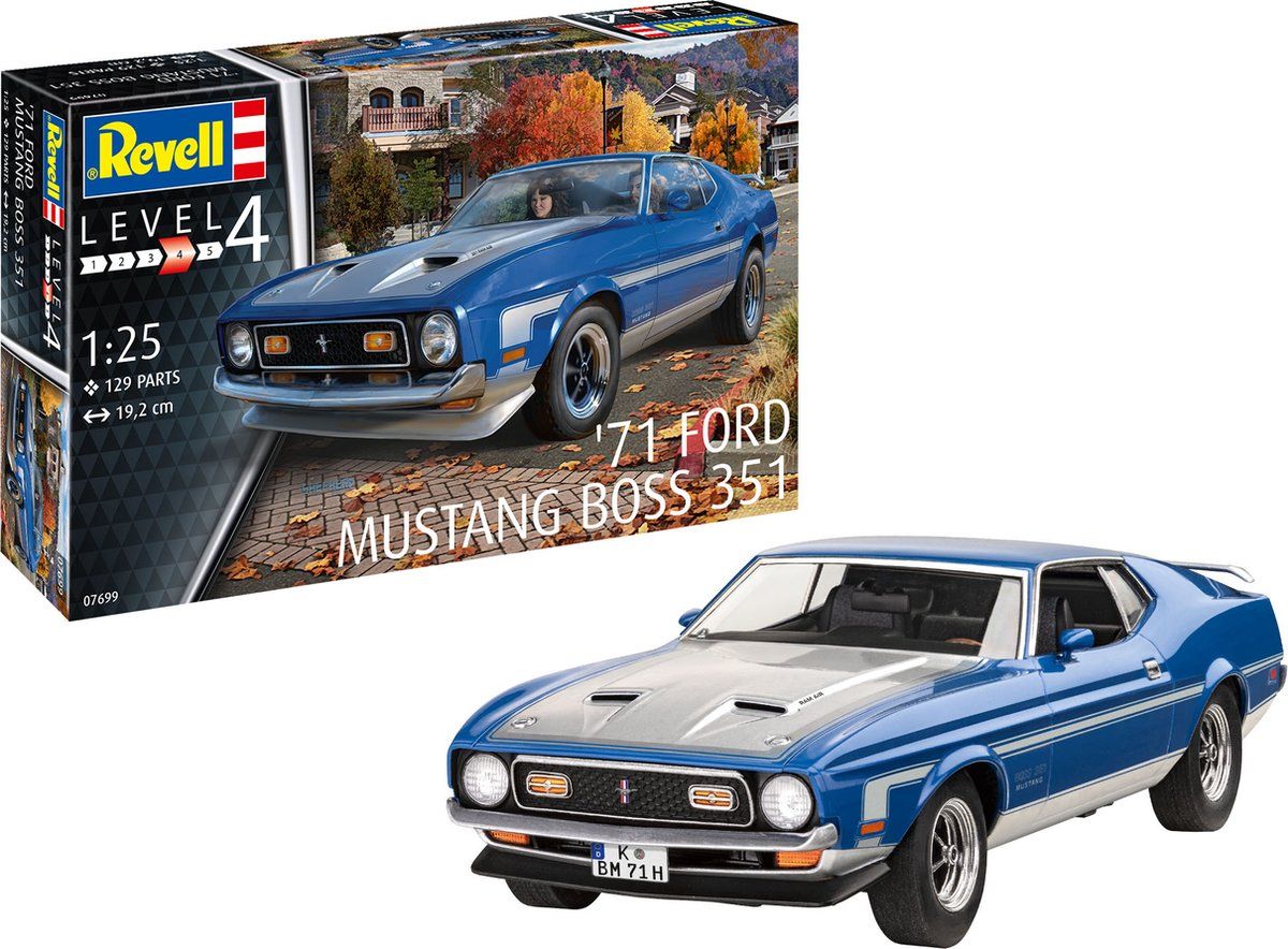 Revell Modelbouwset I 71 Mustang Boss 351 I V8 meerdelige motor I 120 stuks I schaal 1:25 I voor kinderen en volwassenen vanaf 12 jaar