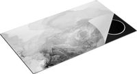 Chefcare Inductie Beschermer Abstracte Kunst van Marmer - Zwart Wit - 95x55 cm