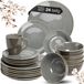 Moritz & Moritz SENSE Serviesset 6 personnes - Set de vaisselle de 24 pièces avec assiette plate, assiette à dessert, assiette creuse et tasse - Grès - Gris