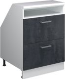 Vicco R-Line Keukenkast voor schuine wand – 60 cm met 2 laden, kastromp 60 cm diepte Zwart beton
