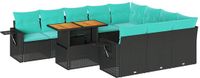 vidaXL 11-delige Loungeset met kussens poly rattan zwart