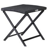 Casaria Polyrotan Vouwkruk – 40x40x40cm Belastbaar tot 110kg - Zwart