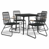 vidaXL 5-delige Tuinset PVC-rattan Zwart