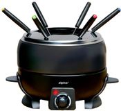 Alpina Fondueset Elektrisch 800W – Fonduepan 2L voor 6 Personen - Geschikt voor Kaasfondue en Chocolade Fondue – Incl. Fonduevorken – Instelbare Temperatuur – RVS met Antiaanbaklaag
