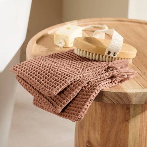 NOUS Living washand wafel warmbruin (set van 3) (15x20 cm)