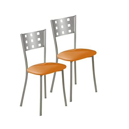 ASTIMESA SCMCNA Twee keukenstoelen, metaal, oranje, zithoogte 45 cm