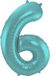 Folat Folieballon Cijfer 6 Aqua Metallic Mat - 86 cm