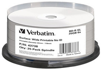 Verbatim BD-R SL 25GB 6x Wide Printable 25 Pack Spindle - No ID Brand