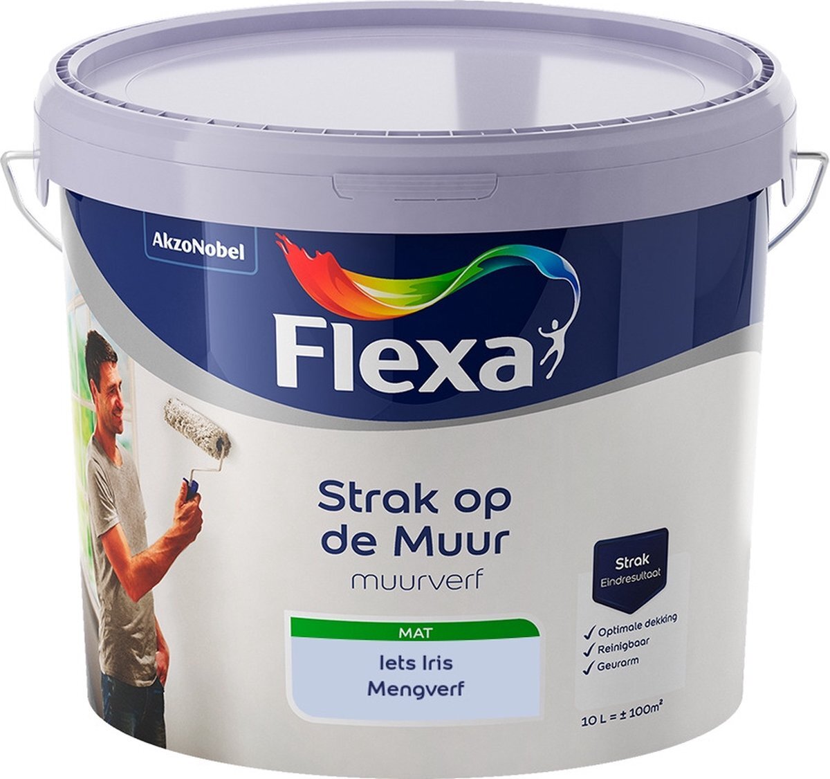 FLEXA Strak op de Muur Muurverf - Mat - Mengkleur - Iets Iris - 10 liter