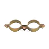 Index AB-D6 Double Pipe Clamp Welded Mount for Steel Pipe, Copper Pipe, PVC Pipe M6 Mount, Galvanized Yellow Zinc-Plated, 5 Pieces Diameter 12 mm Galvanized Yellow Zinc-Plated