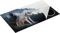 Chefcare Inductie Beschermer Grijze Wolf in de Bossen - 90x55 cm - Multicolor