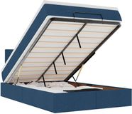 vidaXL Bed poef met matras en LED's 120x200 cm stof blauw