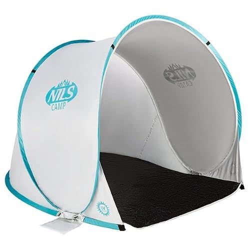NILS Camp NC3173 Zelf opvouwbare strandtent grijs turquoise