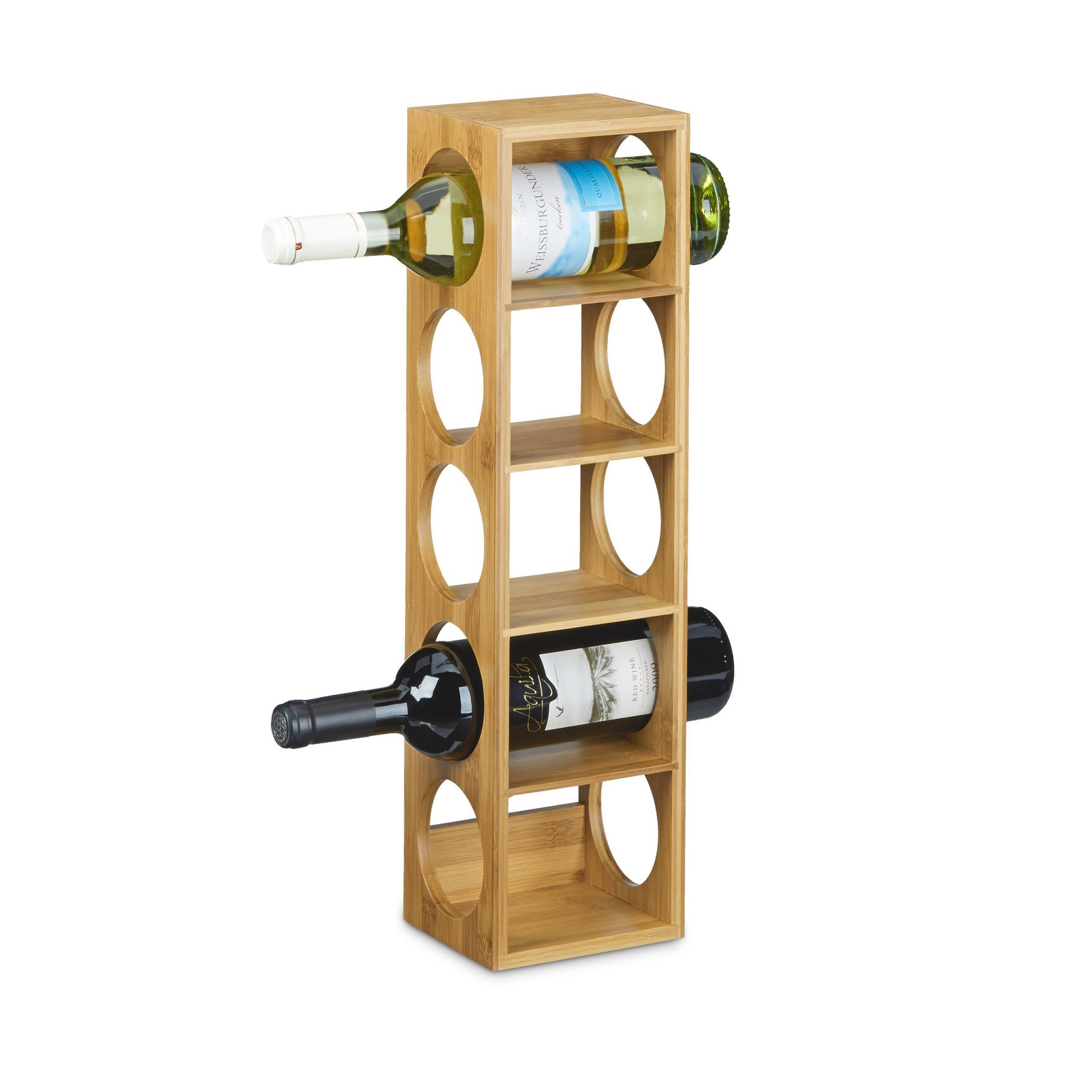 Relaxdays Bamboo Wine Rack - 5 Bottle Tabletop Display - Natural