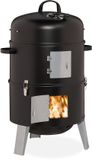 Relaxdays Rookoven BBQ - 3-in-1 Smokerbarbecue - Staal - Zwart/Zilver - ∅ 40 cm