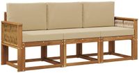 vidaXL - Bank loungeset - 3 zitplaatsen - Polyester - Natuurlijk en beige