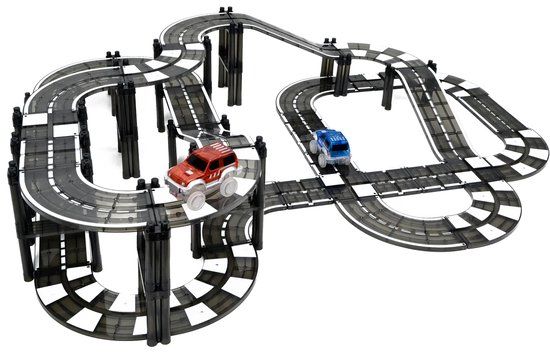 Magnaminds Magna Minds - Magnetic Tiles Racebaan Zwart - 124 Stuks - Constructie Speelgoed - Montessori