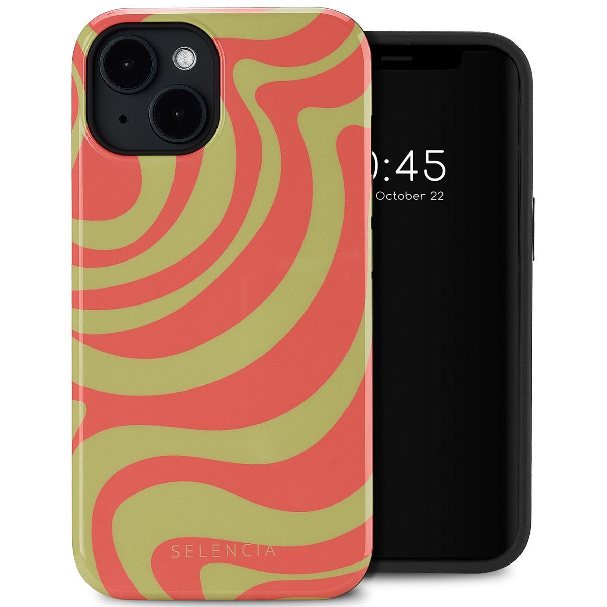 Selencia Vivid Tough Backcover met MagSafe voor de iPhone 14 - Wavy Swirl Orange Fern