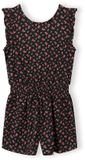 Minoti Jumpsuit Meisjes Zwart Bloemenprint - Korte Playsuit