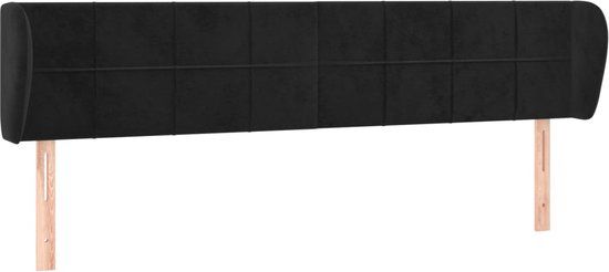 vidaXL Hoofdbord met randen 203x23x78/88 cm fluweel zwart
