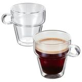 Judge Dubbelwandige glazen koffie mokken, set van 2, 200ml