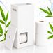Relaxdays Toiletpapierhouder, 8 Rollen, Wit | HxBxD: 50 x 25 x 14 cm, Handvat, Houder Voor Reserverollen, Staand, MDF