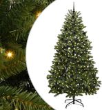 vidaXL Kunstkerstboom 240 cm 300 LED's Warmwit PVC en Staal Groen