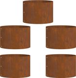 vidaXL Anneau de plante - 5 pièces - Rouille - 30 x 30 x 20 cm - Acier résistant aux intempéries