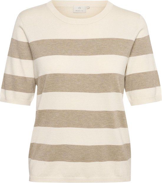 Kaffe Kamala Striped Knit T-shirt - Chinchilla - L