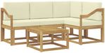 vidaXL Hoek loungeset 4 zitplaatsen Wit en crèmekleurig Acacia hout