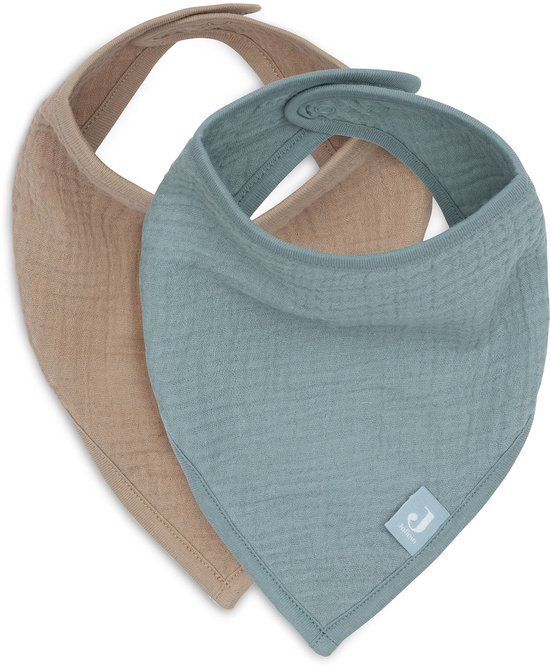 Jollein Baby Slab Bandana - Hydrofiel - Slabbetjes Baby - 2 Stuks - Sea Green/Biscuit