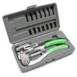 Wiltec Set van 16 gatenponssets, 21 x 10 x 4 cm, ponsset voor carrosserieën, in koffer, voor het ponsen van geperforeerd metaal, metaalbewerking voor carrosserieën