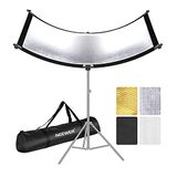 Neewer U-type lichtdiffuser reflector voor studio en fotografie situatie met draagtas, gebogen reflector Arclight 167 x 61 cm in zwart/wit/goud/zilver (lichthouder niet inbegrepen)
