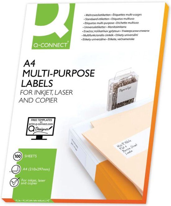 Q-CONNECT KF26093 printeretiket Meerkleurig